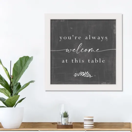 Kirkland's Home Welcome At This Table White Framed Canvas Print- Wall Quotes & Signs