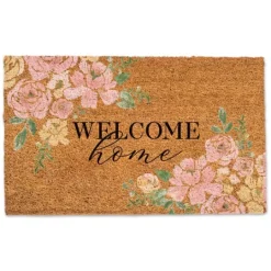 Kirkland's Home Welcome Home Pink Floral Doormat- Doormats