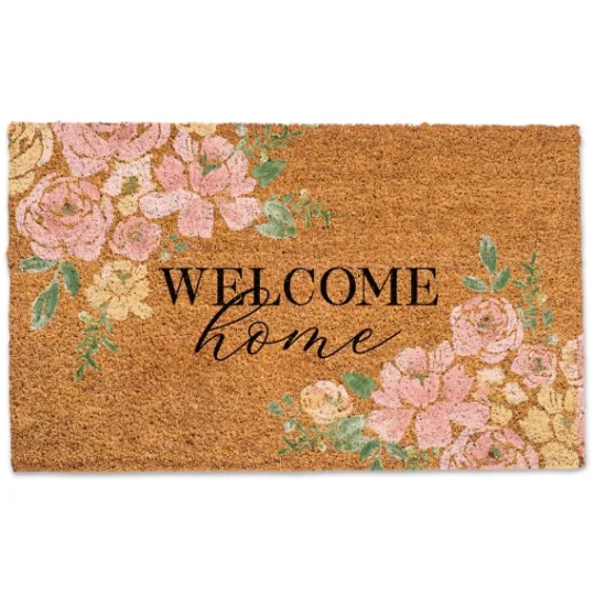 Kirkland's Home Welcome Home Pink Floral Doormat- Doormats
