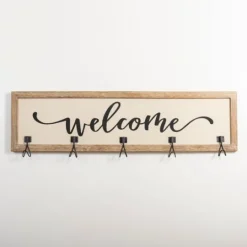 Kirkland's Home Welcome Linen Framed Wall Hooks- Hooks
