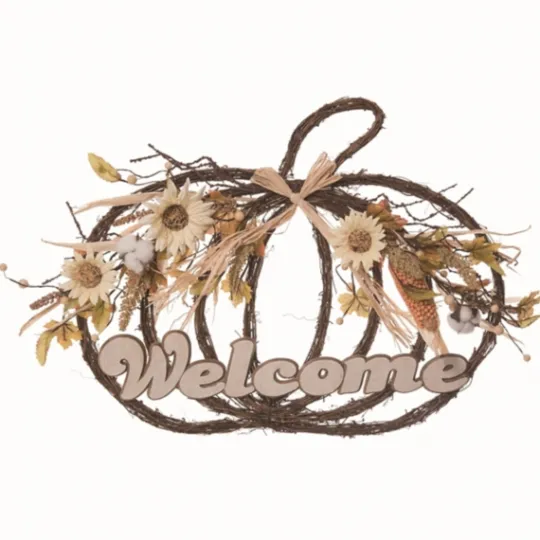 Kirkland's Home Welcome White Pumpkin Floral Wreath- Wreaths