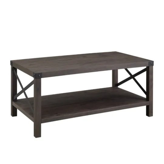 Kirkland's Home Wenge Brown X-Frame Coffee Table- Coffee Tables