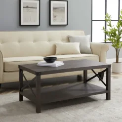 Kirkland's Home Wenge Brown X-Frame Coffee Table- Coffee Tables