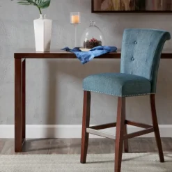 Kirkland's Home Wesley Tufted Bar Stool With Nailhead Trim- Bar Stools & Counter Height Stools