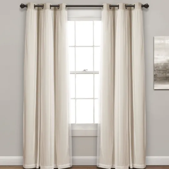Kirkland's Home Wheat Curtain Panel Set With Overlay, 108 In.- Curtains & Drapes