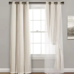 Kirkland's Home Wheat Curtain Panel Set With Overlay, 108 In.- Curtains & Drapes