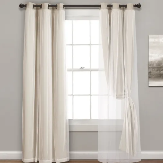 Kirkland's Home Wheat Curtain Panel Set With Overlay, 108 In.- Curtains & Drapes