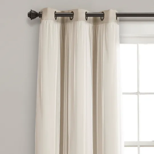 Kirkland's Home Wheat Curtain Panel Set With Overlay, 108 In.- Curtains & Drapes