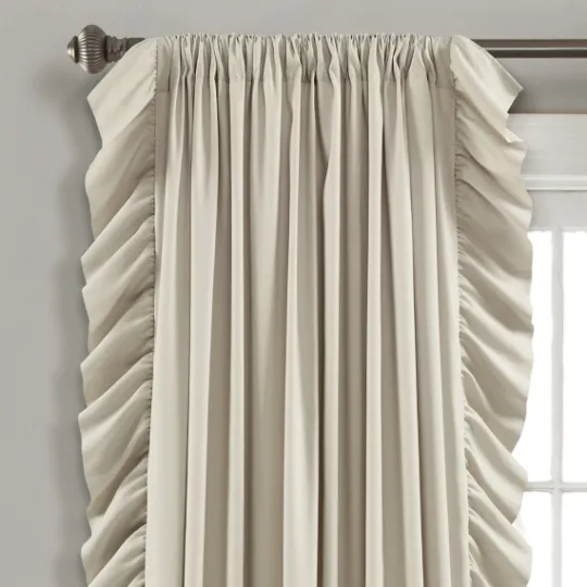 Kirkland's Home Wheat Reyna Ruffle Curtain Panel Set, 95 In.- Curtains & Drapes
