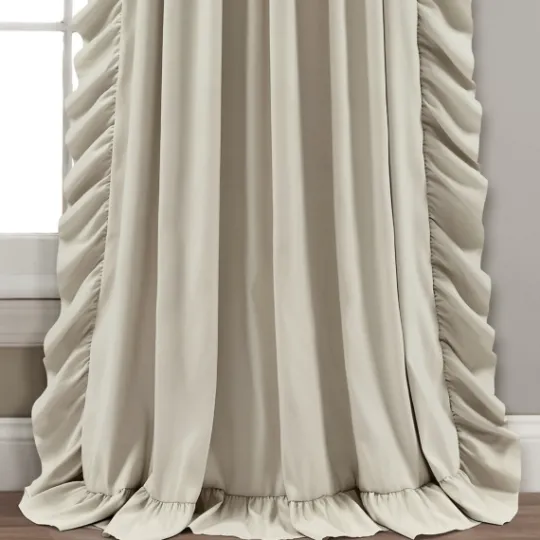 Kirkland's Home Wheat Reyna Ruffle Curtain Panel Set, 95 In.- Curtains & Drapes
