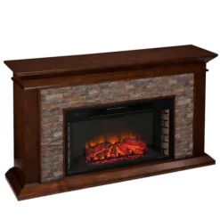 Kirkland's Home Whisky Maple And Stone Electric Fireplace- Tv Stands & Media Consoles