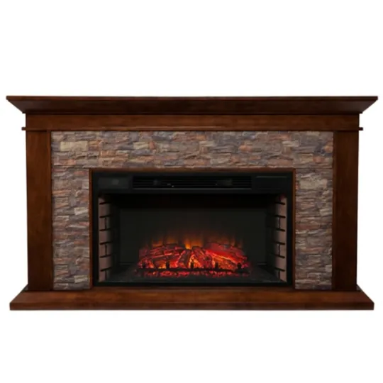 Kirkland's Home Whisky Maple And Stone Electric Fireplace- Tv Stands & Media Consoles