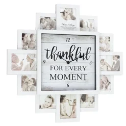 Kirkland's Home White 12 Photo Frame Collage Thankful Clock- Clocks