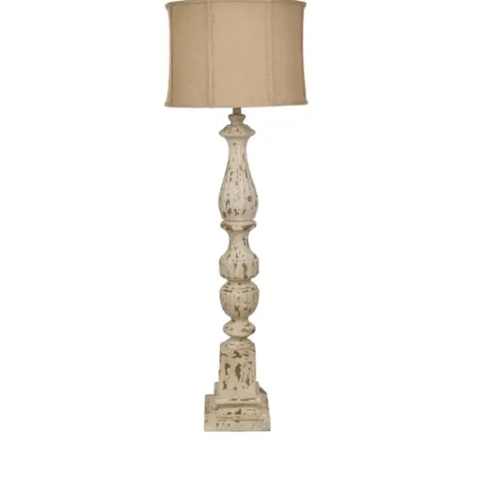 Kirkland's Home White Aged Burlap Shade Buffet Lamp- Buffet Lamps