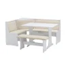 Kirkland's Home White And Beige Upholstered 3-Pc Dining Nook Set- Dining Sets