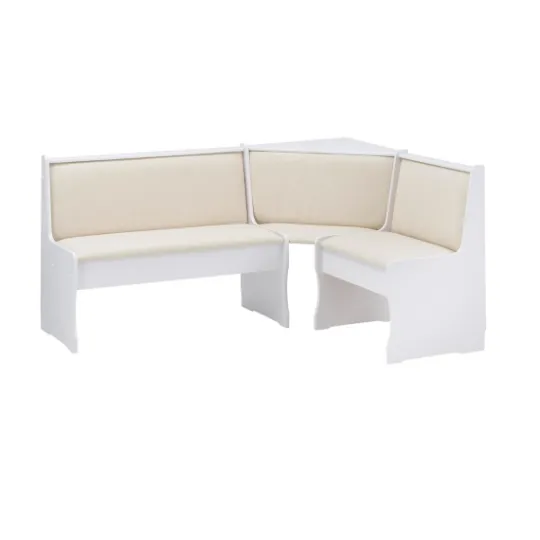 Kirkland's Home White And Beige Upholstered 3-Pc Dining Nook Set- Dining Sets
