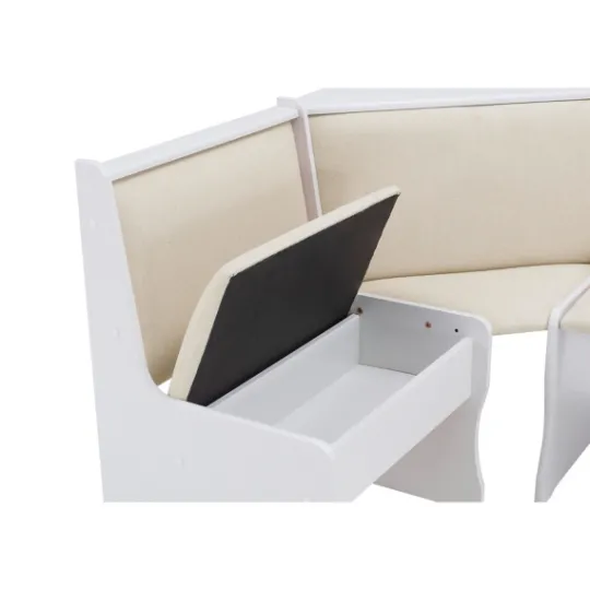 Kirkland's Home White And Beige Upholstered 3-Pc Dining Nook Set- Dining Sets