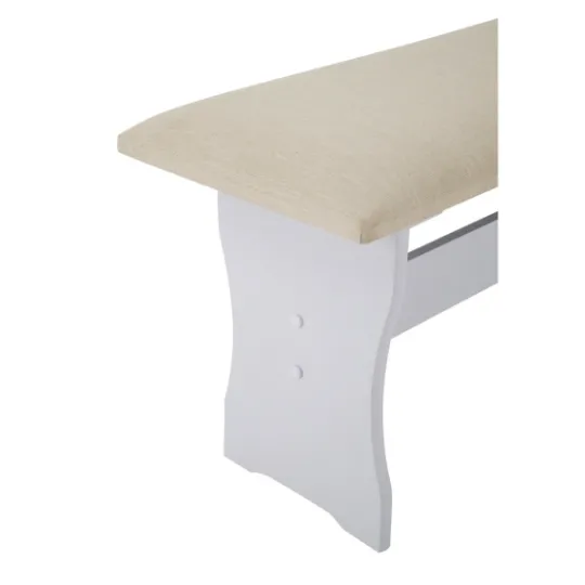 Kirkland's Home White And Beige Upholstered 3-Pc Dining Nook Set- Dining Sets