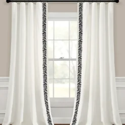 Kirkland's Home White And Black Embroidered Curtain Panel, 84 In.- Curtains & Drapes