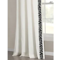 Kirkland's Home White And Black Embroidered Curtain Panel, 84 In.- Curtains & Drapes