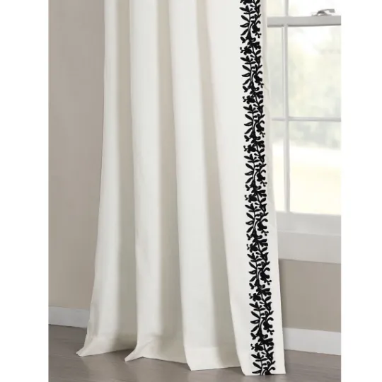 Kirkland's Home White And Black Embroidered Curtain Panel, 84 In.- Curtains & Drapes