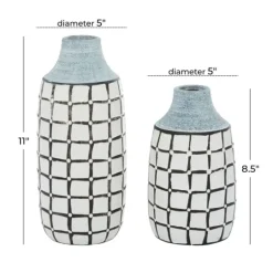 Kirkland's Home White And Black Line Ceramic Vases, Set Of 2- Vases