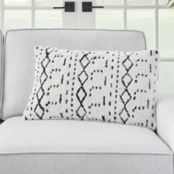 Kirkland's Home White And Black Tufted Geo Lumbar Pillow- Pillows