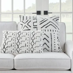 Kirkland's Home White And Black Tufted Geo Lumbar Pillow- Pillows
