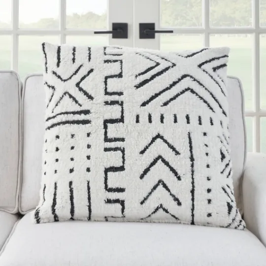 Kirkland's Home White And Black Tufted Geo Throw Pillow- Pillows