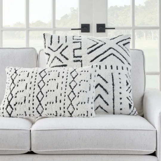 Kirkland's Home White And Black Tufted Geo Throw Pillow- Pillows