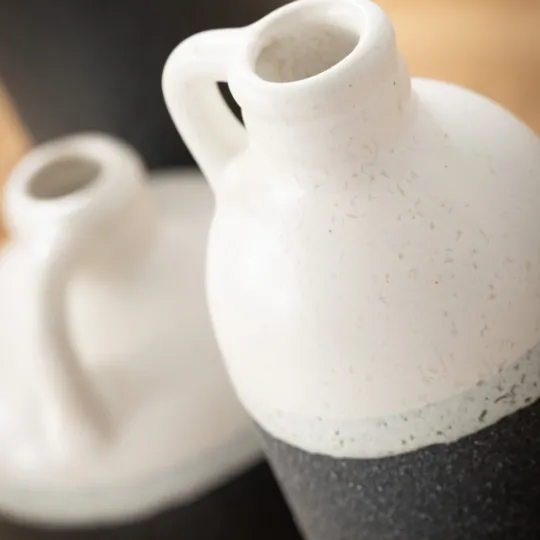 Kirkland's Home White And Black Two-Toned Ceramic Vases, Set Of 3- Vases