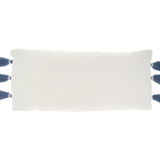 Kirkland's Home White And Blue Braided Stripe Lumbar Pillow- Pillows