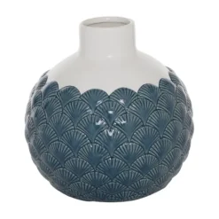 Kirkland's Home White And Blue Coastal Ceramic Vase, 8 In.- Vases