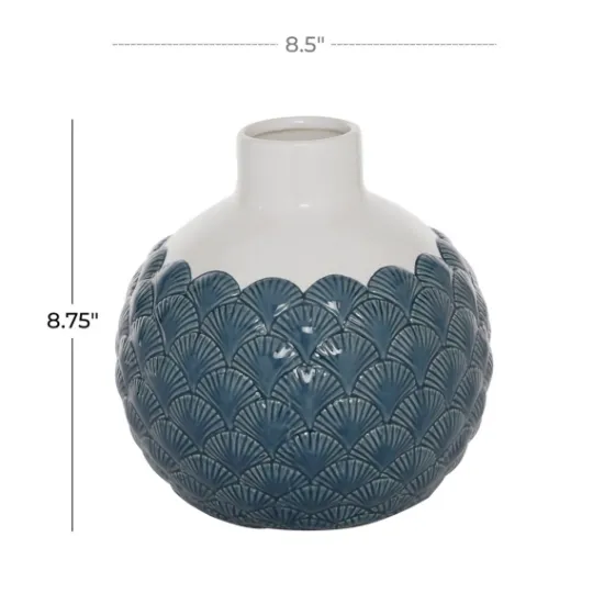 Kirkland's Home White And Blue Coastal Ceramic Vase, 8 In.- Vases