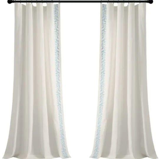 Kirkland's Home White And Blue Embroidered Curtain Panel, 84 In.- Curtains & Drapes