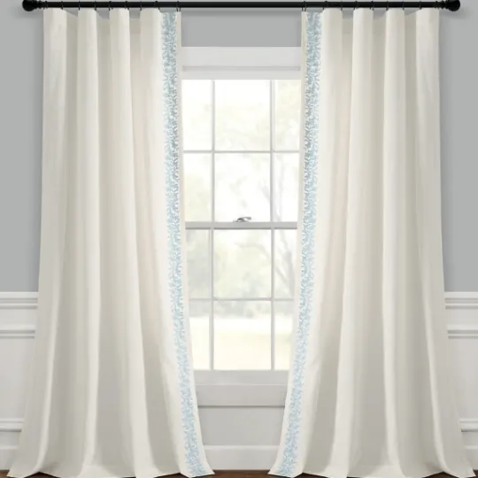 Kirkland's Home White And Blue Embroidered Curtain Panel, 84 In.- Curtains & Drapes
