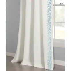 Kirkland's Home White And Blue Embroidered Curtain Panel, 84 In.- Curtains & Drapes