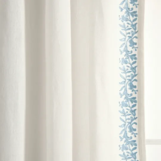 Kirkland's Home White And Blue Embroidered Curtain Panel, 84 In.- Curtains & Drapes
