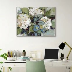 Kirkland's Home White And Blue Hydrangeas Framed Canvas Art Print- Framed Art
