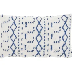 Kirkland's Home White And Blue Tufted Geo Lumbar Pillow- Pillows