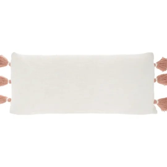 Kirkland's Home White And Blush Braided Stripe Lumbar Pillow- Pillows
