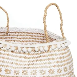 Kirkland's Home White And Brown Seagrass Woven Baskets, Set Of 2- Baskets & Boxes