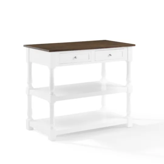 Kirkland's Home White And Brown Wood Kitchen Island- Kitchen Islands & Bar Carts