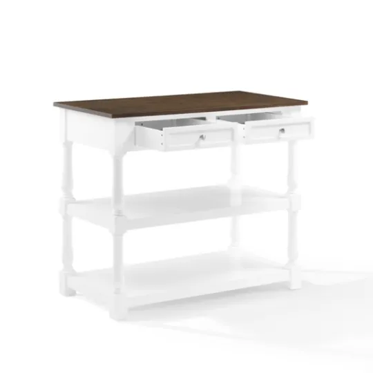 Kirkland's Home White And Brown Wood Kitchen Island- Kitchen Islands & Bar Carts