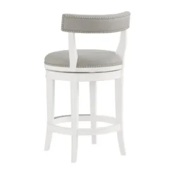 Kirkland's Home White And Faux Leather Swivel Counter Stool- Bar Stools & Counter Height Stools