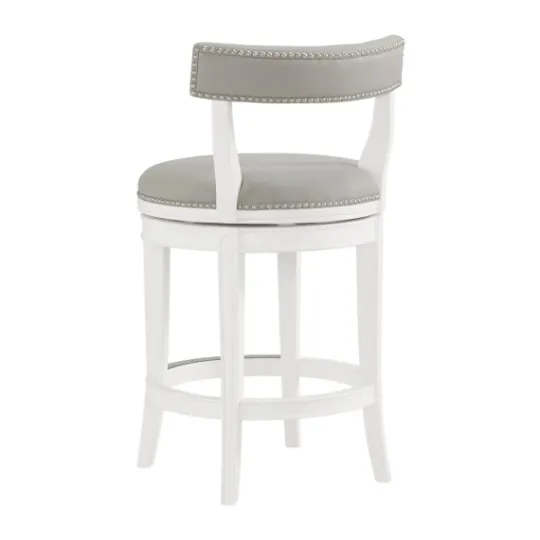 Kirkland's Home White And Faux Leather Swivel Counter Stool- Bar Stools & Counter Height Stools