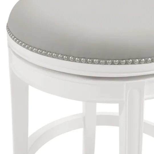 Kirkland's Home White And Faux Leather Swivel Counter Stool- Bar Stools & Counter Height Stools