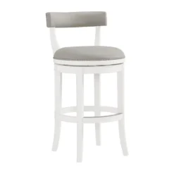 Kirkland's Home White And Faux Leather Swivel Bar Stool- Bar Stools & Counter Height Stools