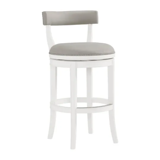 Kirkland's Home White And Faux Leather Swivel Bar Stool- Bar Stools & Counter Height Stools