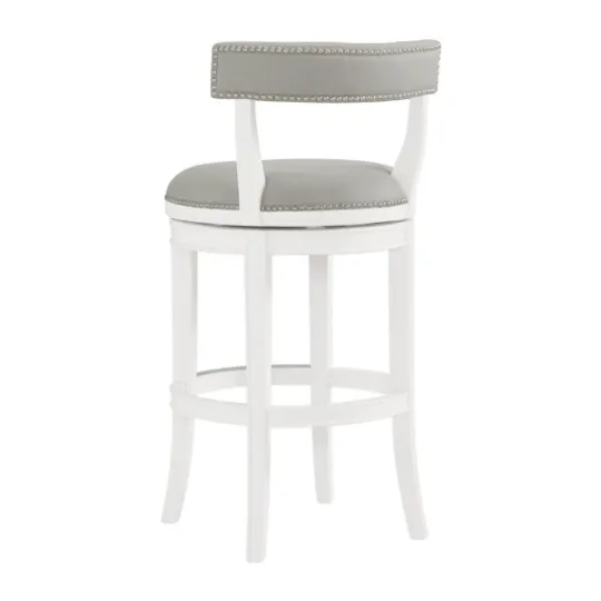 Kirkland's Home White And Faux Leather Swivel Bar Stool- Bar Stools & Counter Height Stools